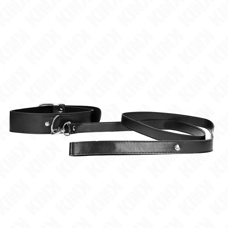 Collier de soumission noir avec laisse détachable — vue de profil