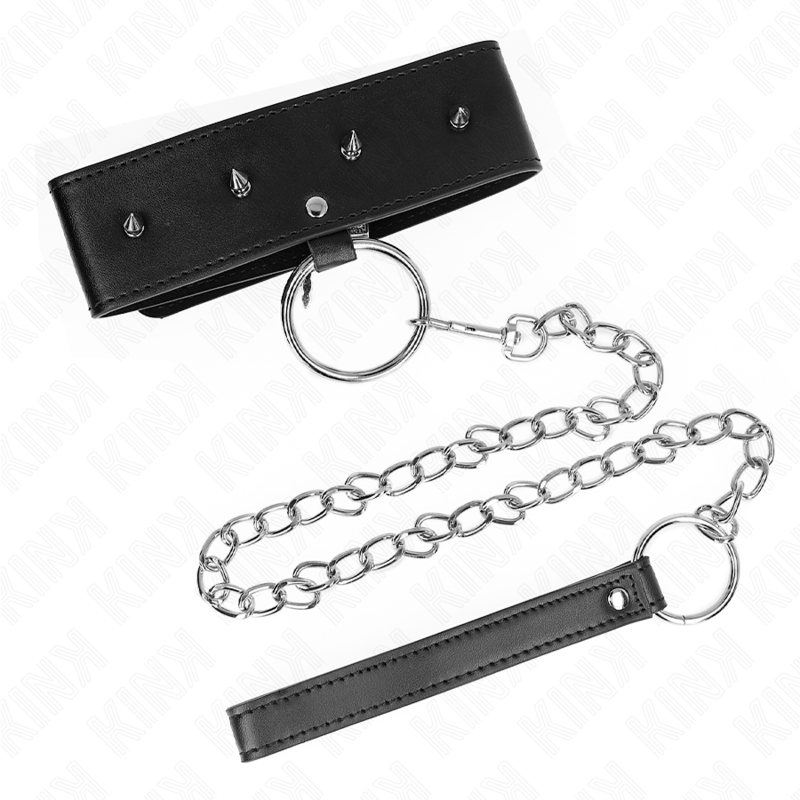 kink collier 65 cm avec laisse avec clous argentes modele 2 reglable 36 43 cm x 5 cm