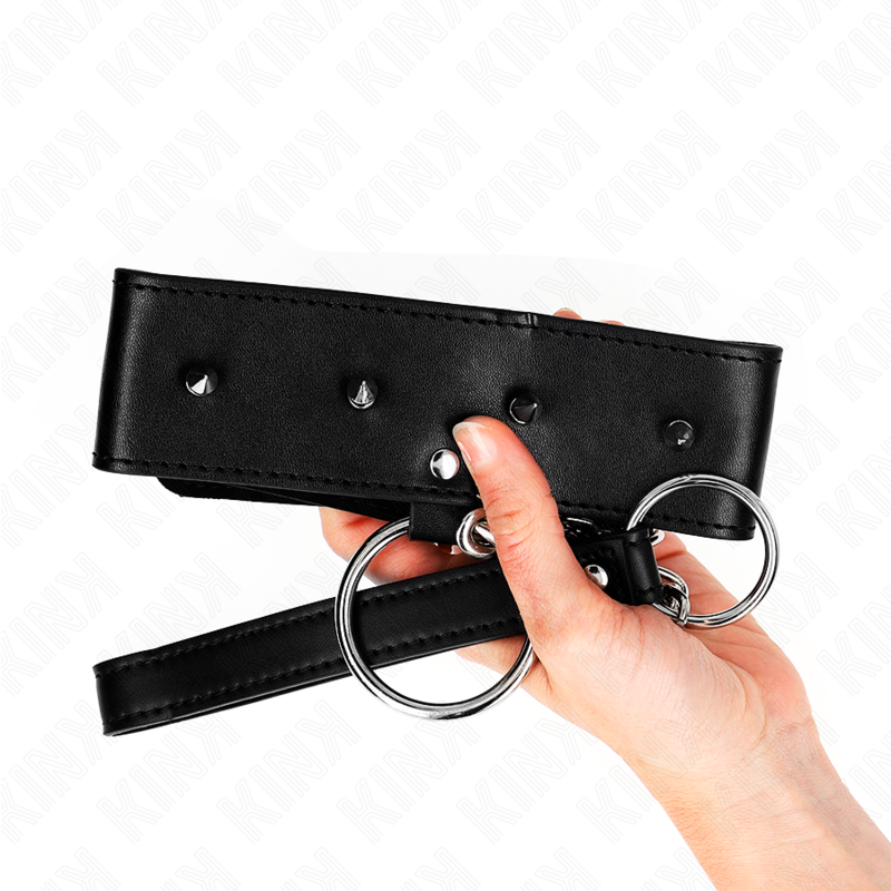 kink collier 65 cm avec laisse avec clous argentes modele 2 reglable 36 43 cm x 5 cm