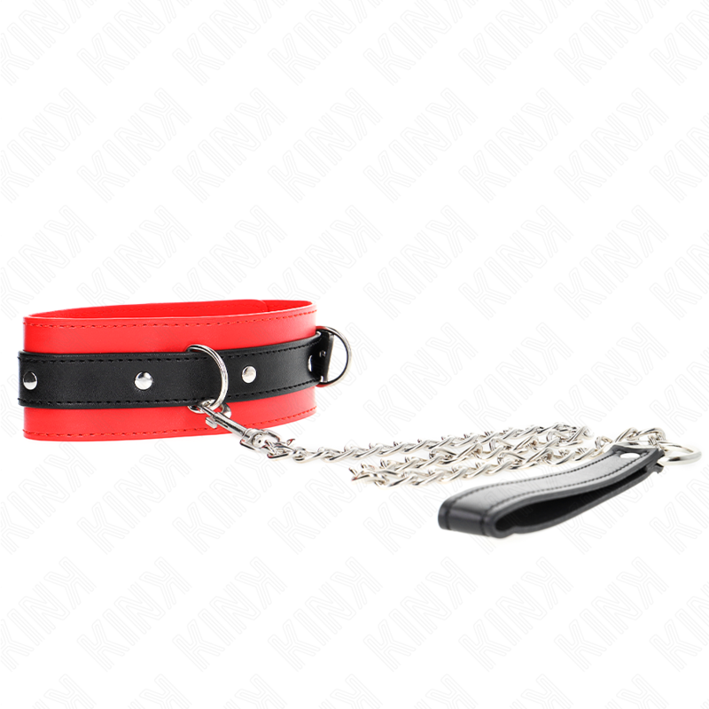 Collier de soumission à sangle bicolore ajustable — vue de profil