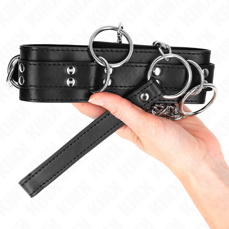 kink collier esclavage 3 anneaux avec sangle 80 cm 53 x 5 cm