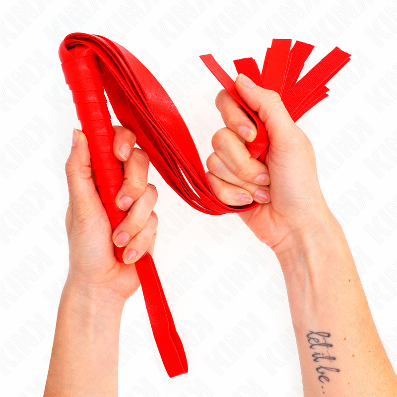 Fouet rouge à lanière large pour sensation enveloppante — vue principale