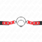 Bâillon à anneaux multiples rouge silicone — vue de dos