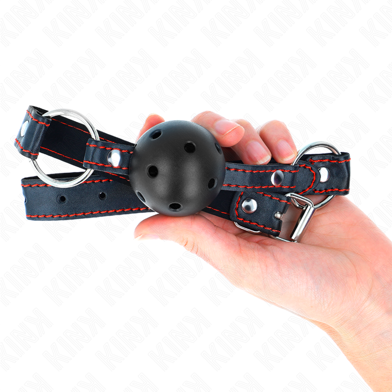 Bâillon boule creuse noir modèle 2 — vue de profil