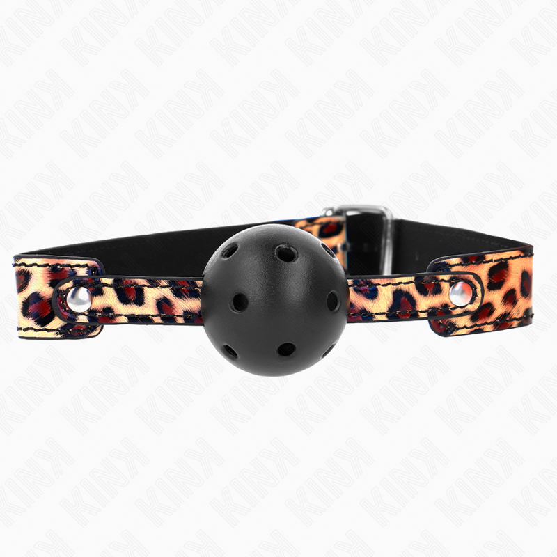 Bâillon boule respirante motif léopard — détail produit