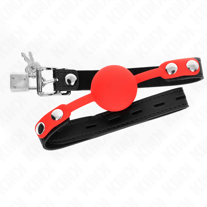 Bâillon boule classique silicone avec serrure — vue rapprochée