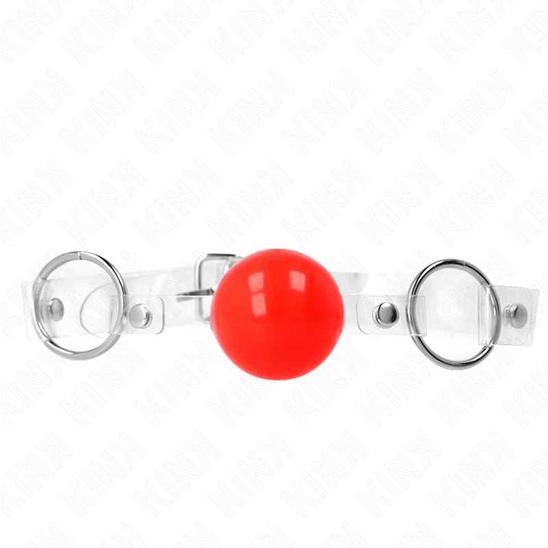 Bâillon boule rouge transparente sangle ajustable — vue principale