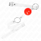 Bâillon boule rouge transparente sangle ajustable — détail produit
