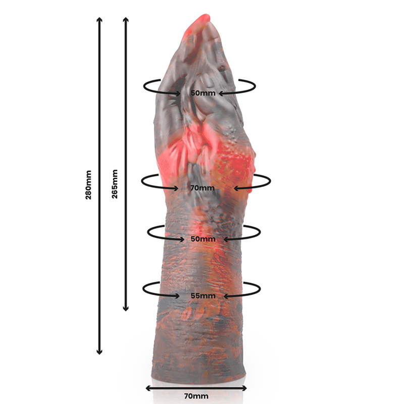 Gode fisting démon en silicone texturé fantasy — emballage produit 2