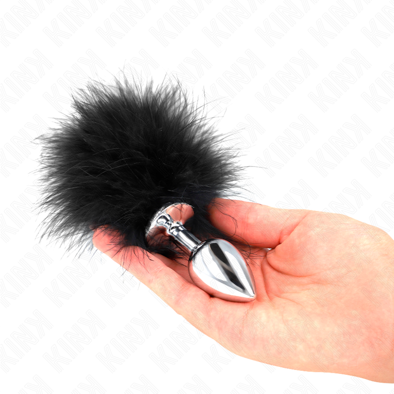 Plug anal bijou en acier inoxydable avec plume — vue principale