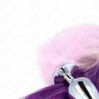 Plug anal acier avec longue queue synthétique violette — angle alternatif