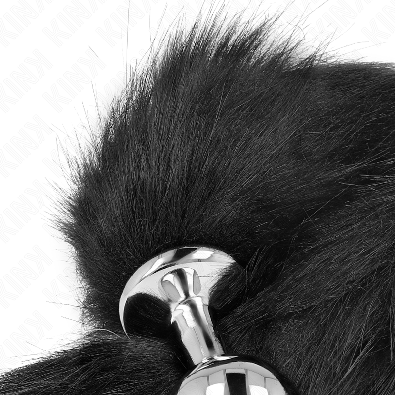 Plug anal bijou avec queue synthétique noire — comparatif dimensionnel