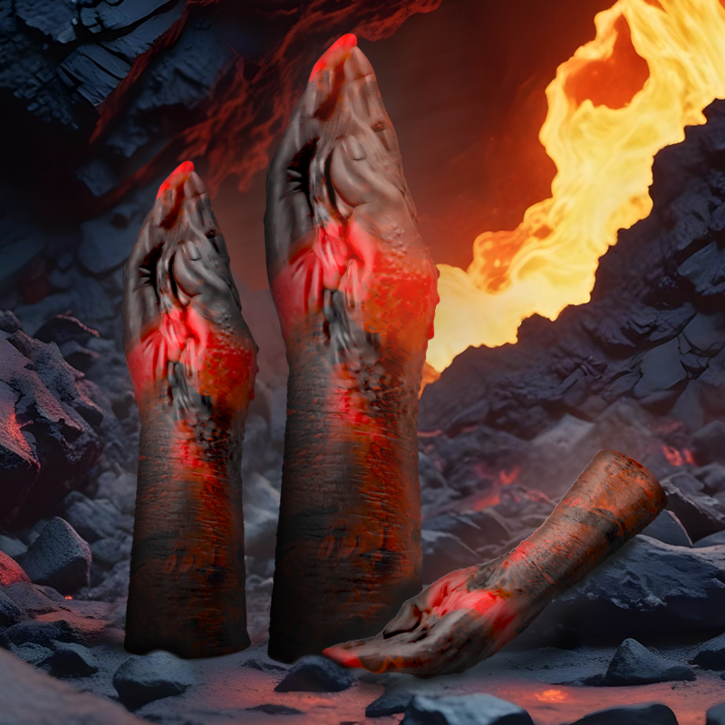 Gode fisting démon en silicone texturé fantasy — vue de profil