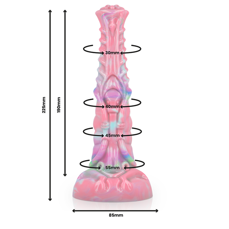 Gode fantastique sculpté en silicone souple — vue de profil