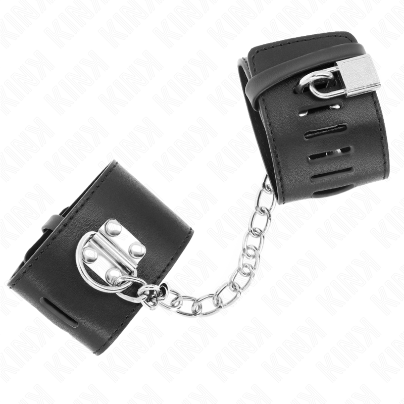 Manchettes de poignet avec chaîne et cadenas — vue de profil