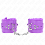 kink appui poignets doubles de fourrure avec trous carres violet et ceinture violet reglable 17 29 cm x 6 cm