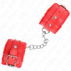 kink appui poignets doubles de fourrure premium rouge avec ceinture rouge reglable 17 29 cm x 6 cm