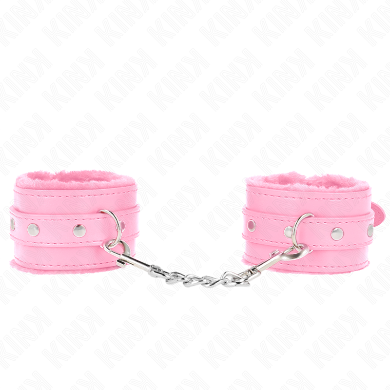 kink appui poignets doubles de fourrure premium rose avec ceinture rose reglable 17 29 cm x 6 cm
