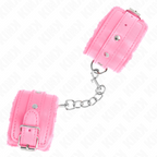 kink appui poignets doubles de fourrure premium rose avec ceinture rose reglable 17 29 cm x 6 cm