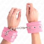 kink appui poignets doubles de fourrure premium rose avec ceinture rose reglable 17 29 cm x 6 cm