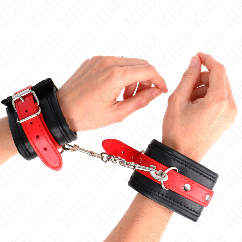 kink appui poignets noir avec ceinture rouge ajustable 17 28 cm x 6 cm