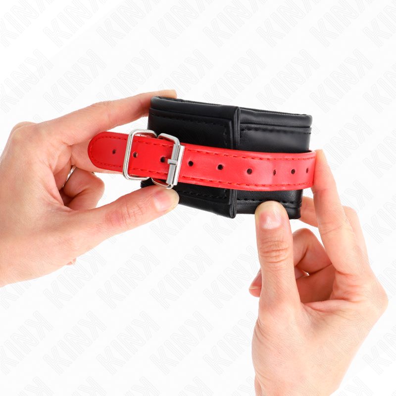 kink appui poignets noir avec ceinture rouge ajustable 17 28 cm x 6 cm