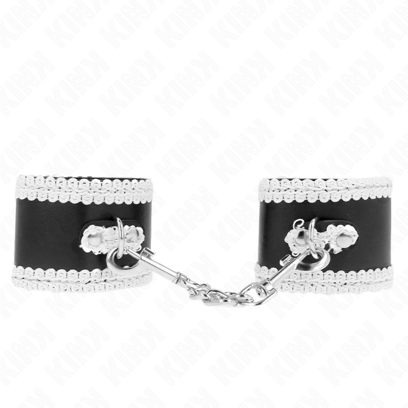Manchettes de poignet noires à dentelle blanche — détail produit