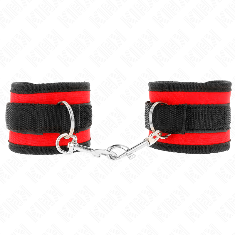 Manchettes de poignet nylon à crochet rouge et noir — détail produit