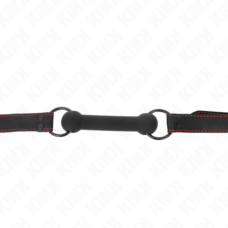 Bâillon os avec sangle en cuir noir ajustable — vue de profil