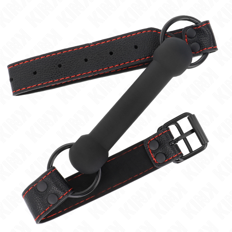 Bâillon os avec sangle en cuir noir ajustable — détail produit