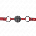 Bâillon boule cuir brillant sangle ajustable — vue de profil