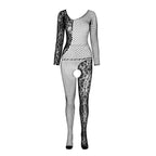Bodystocking dentelle imprimé sensuel rouge — vue de dos
