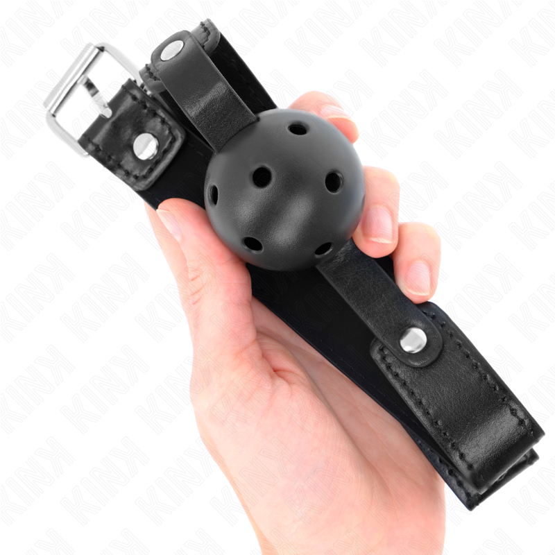 Bâillon boule respirante silicone sangle ajustable — vue de dos