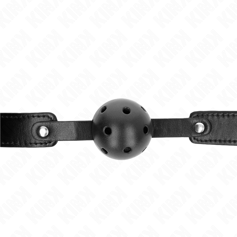 Bâillon boule respirante silicone sangle ajustable — vue de profil