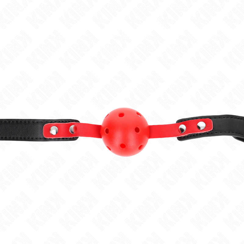 Bâillon boule creuse rouge sangle noire — vue principale
