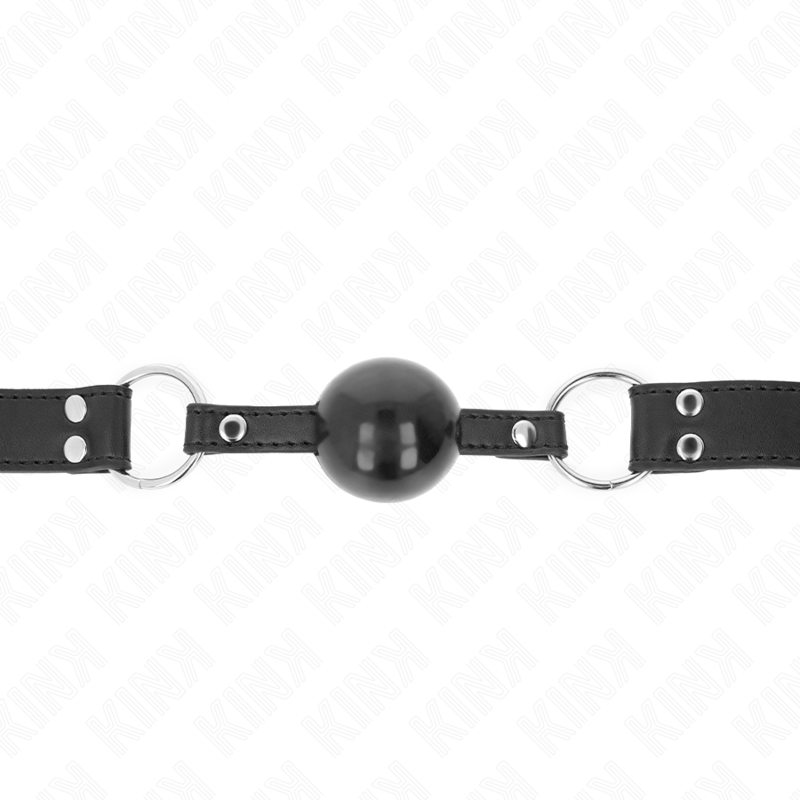 Bâillon boule souple sangle en cuir — vue de profil