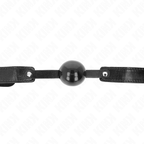 Bâillon boule souple en TPE sangle fine — vue de profil
