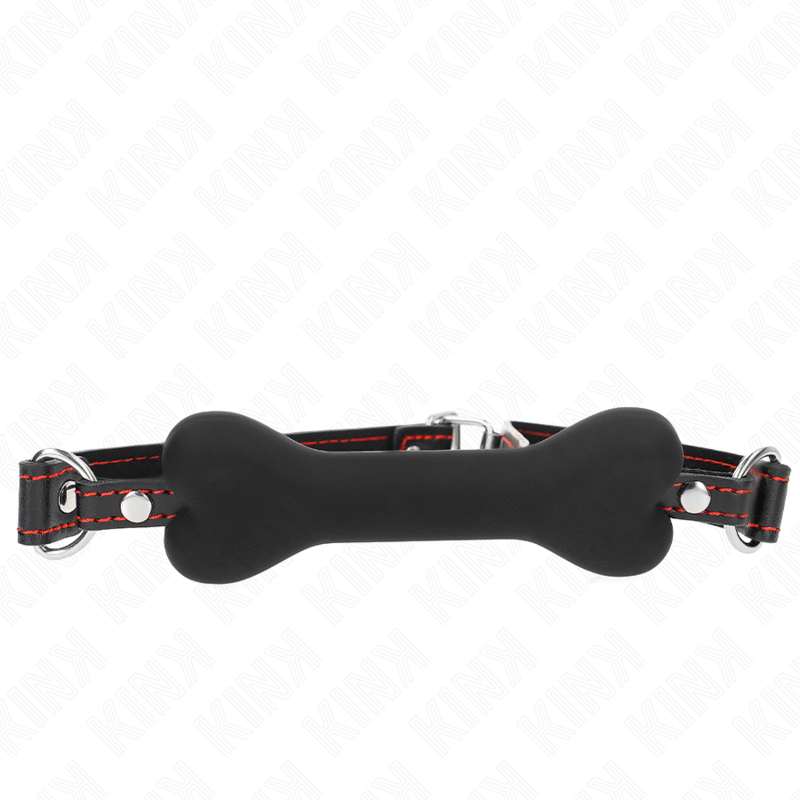 Bâillon mors os avec longue sangle noire — vue principale