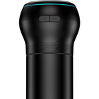 Masturbateur bouche en coque noire a boutons de controle, design ferme sans anatomie visible, appareil compatible module d'aspiration personnalisable Kiiroo.