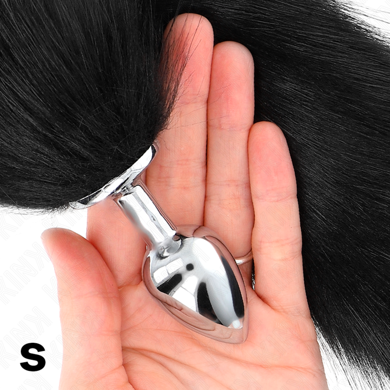 Plug anal bijou avec queue synthétique noire — vue de dos