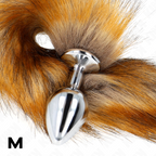 Plug anal acier avec queue synthétique marron — détail base