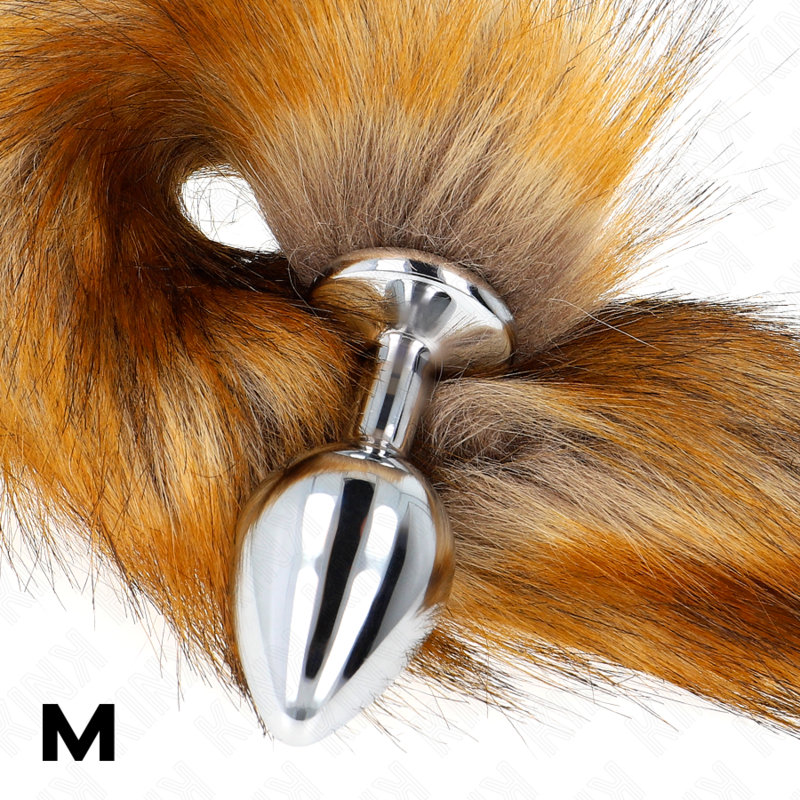 Plug anal acier avec queue synthétique marron — détail base