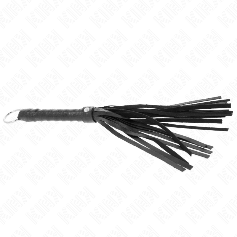 Mini fouet souple noir pour jeux de fessée — vue de profil