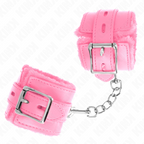 kink appui poignets doubles de fourrure avec trous carres rose et ceinture rose reglable 17 29 cm x 6 cm