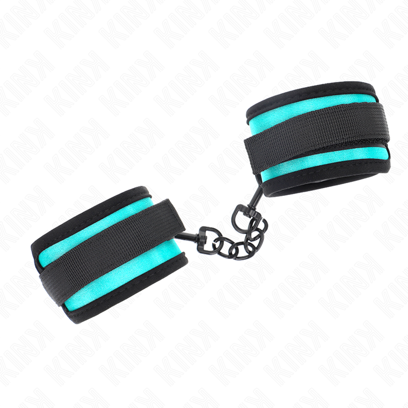 Manchettes de poignet nylon à crochet noir et bleu — vue de profil