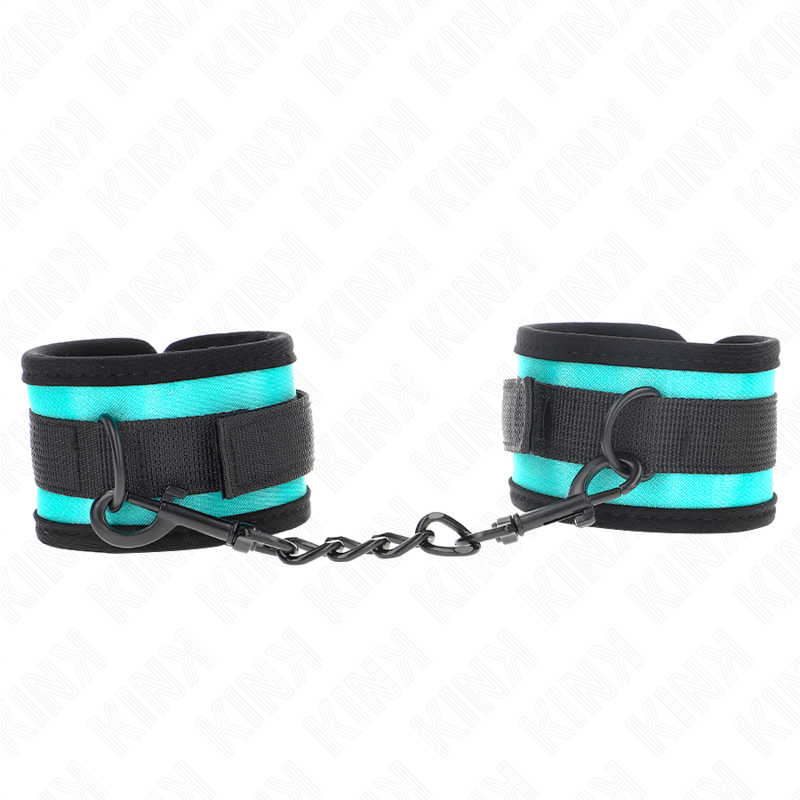 Manchettes de poignet nylon à crochet noir et bleu — détail produit