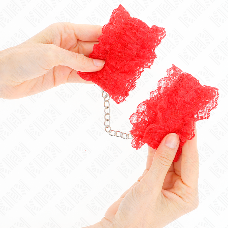kink attentes poignets elastiques en dentelle rouge