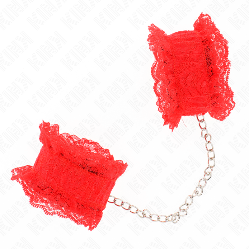 kink attentes poignets elastiques en dentelle rouge