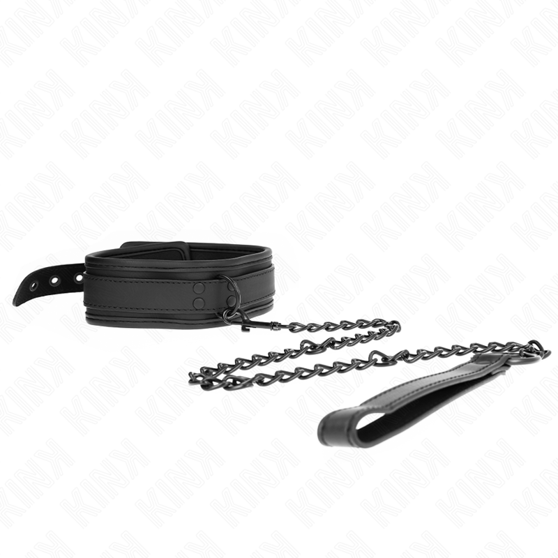 Collier de bondage en néoprène avec laisse — vue de profil