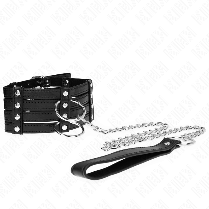 Collier de soumission large sub style avec laisse — détail produit